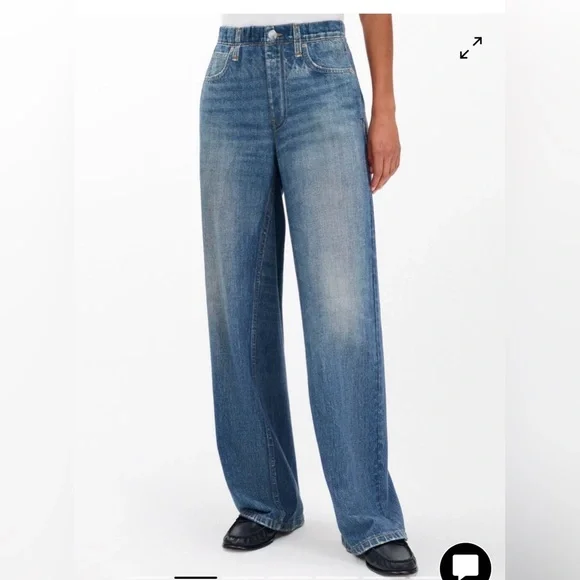 NWT rag & bone Miramar Lenox Wide Leg Printed Denim Sweatpants Jeans Size XS - Picture 2 of 7